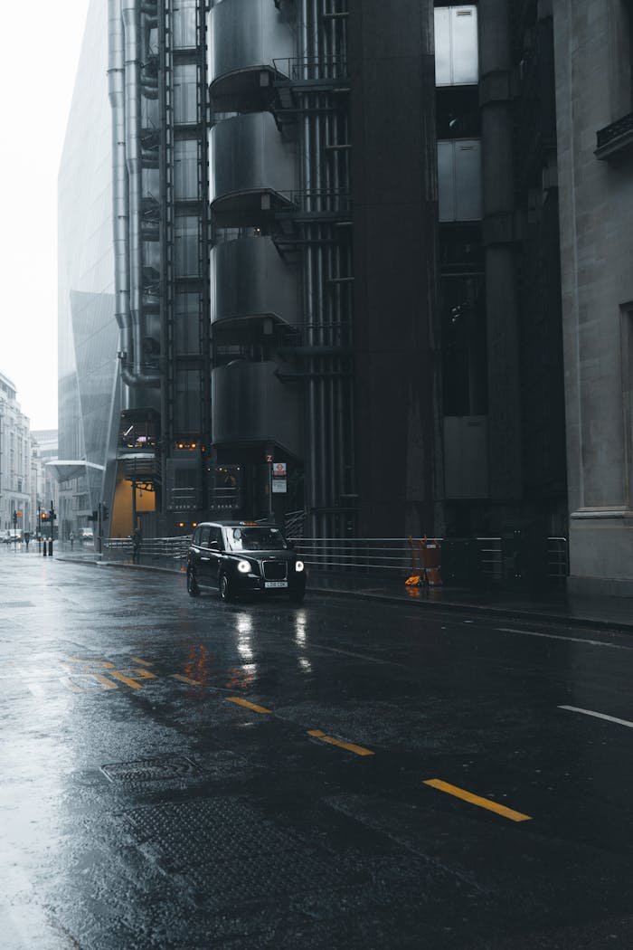 A Taxi on a City Road